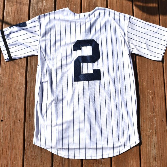 New! Derek Jeter New York Yankees White Pinstripe Baseball Jersey Adult Men's - Picture 1 of 2